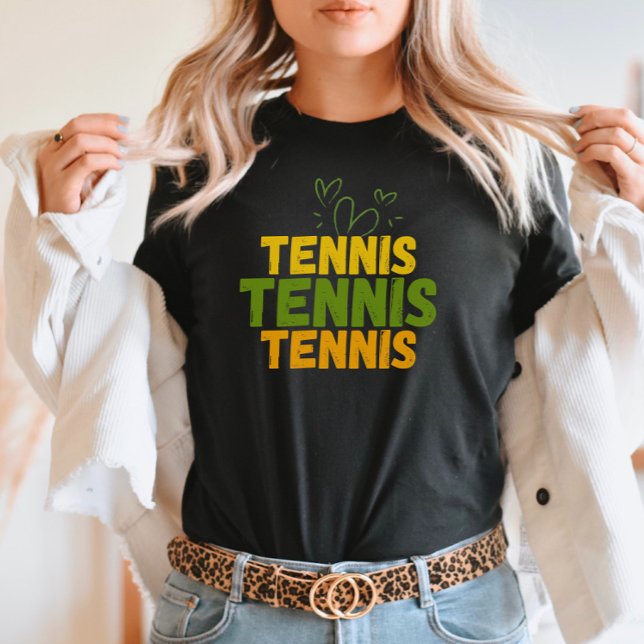 Tennis Love – Bold Green & Yellow Heart Vibes T-Shirt (Creator Uploaded)