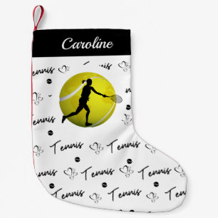 Tennis Love Girls Player Name & Ball Cute Sporty Small Christmas Stocking