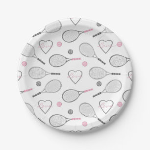 Tennis Love Pattern Paper Plate