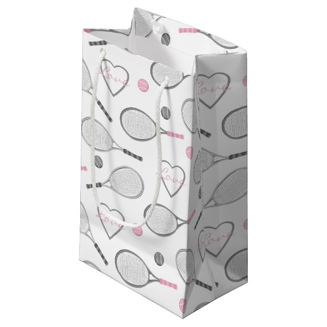 Tennis Love Pattern Small Gift Bag (Front Angled)