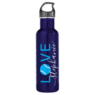Tennis Love Personalised Bright Cyan Blue 710 Ml Water Bottle