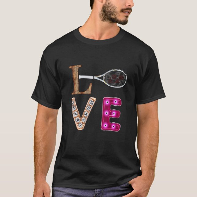 Tennis Love Tennis Score Tennis Flower Design Tenn T-Shirt (Front)