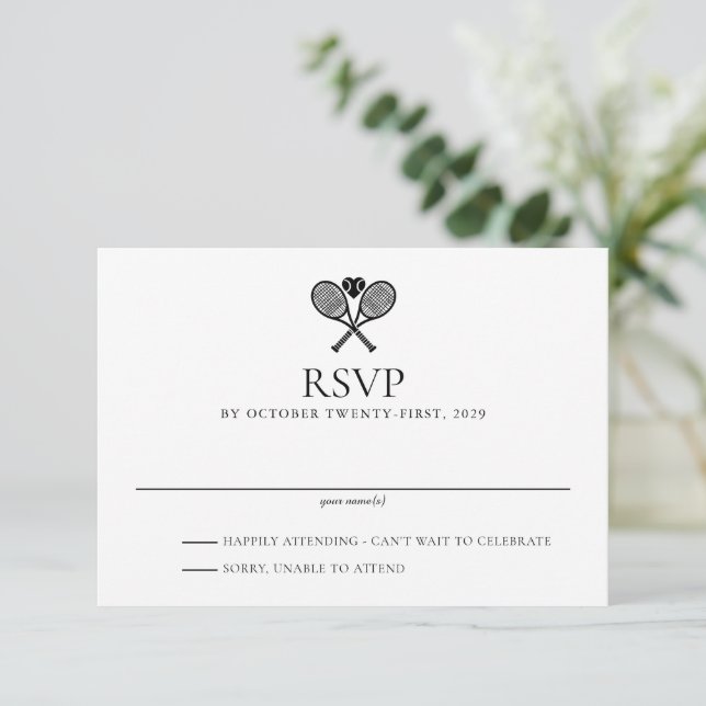Tennis Love Wedding RSVP Card (Standing Front)