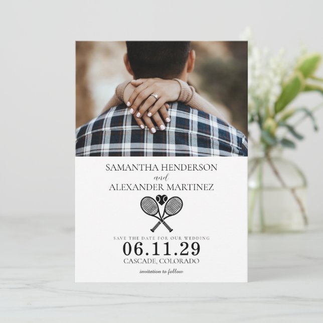Tennis Love Wedding Save The Date (Standing Front)