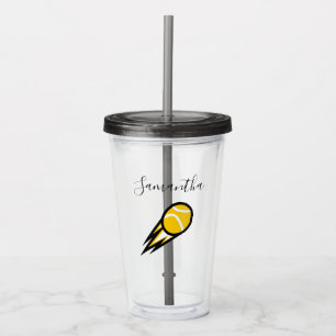 Tennis Love Yellow Fire Ball Sports Personalised Acrylic Tumbler