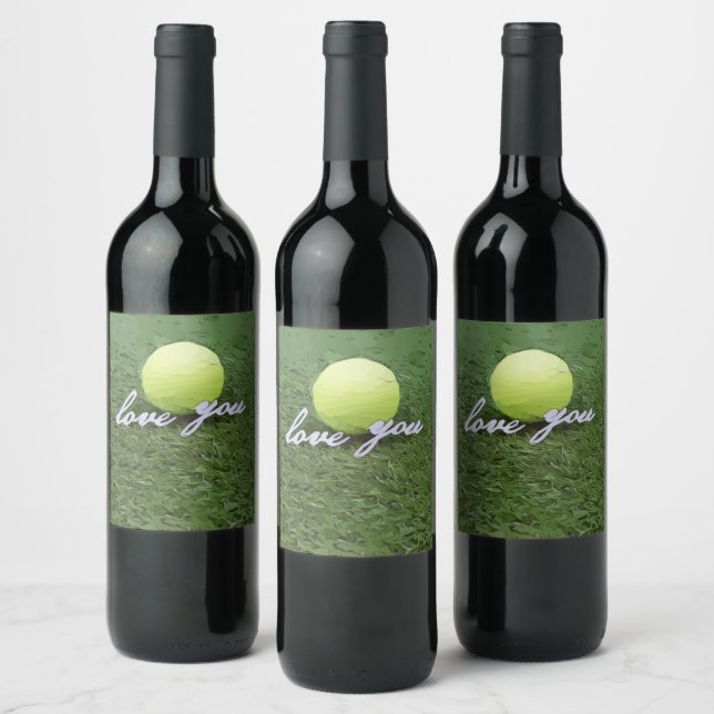 Tennis love you tennis ball wine label (Bottles)