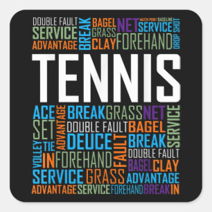 Tennis Lover Words T Shirt Gift for Players and Co Square Sticker