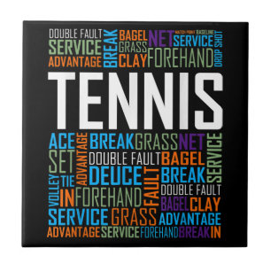 Tennis Lover Words T Shirt Gift for Players and Co Tile