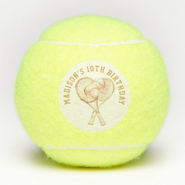 Tennis Luxury Girl Birthday Photo Balls (Front)