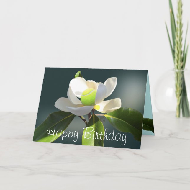 Tennis Magnolia Happy Birthday Card (Front)