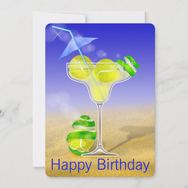 Tennis Margarita Birthday party Invitation (Front)