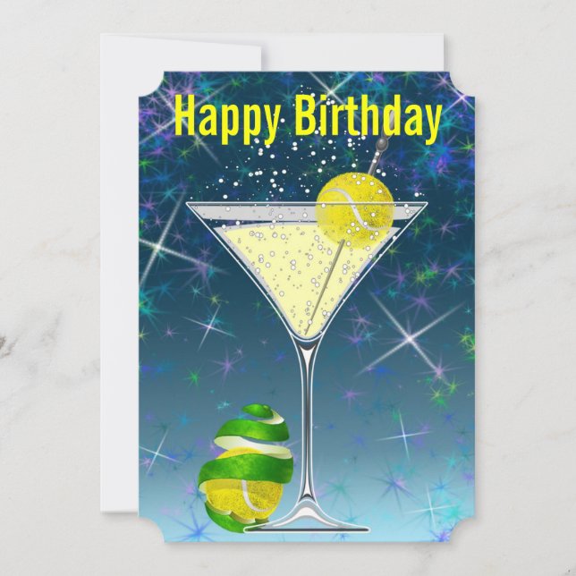 Tennis Martini Birthday party Invitation (Front)
