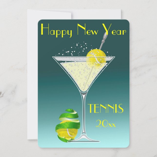 Tennis Martini New Year party Invitation (Front)