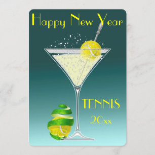 Tennis Martini New Year party Invitation