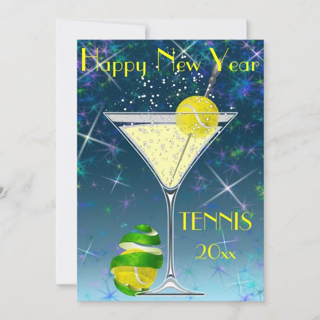 Tennis Martini New Year party Invitation (Front)