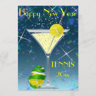 Tennis Martini New Year party Invitation