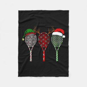 Tennis Merry Chistmas 3 Tennis Racket Christmas  Fleece Blanket