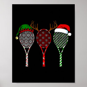 Tennis Merry Chistmas 3 Tennis Racket Christmas  Poster