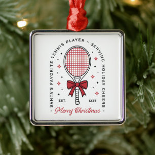 Tennis merry Christmas funny wishes red aesthetic Metal Tree Decoration