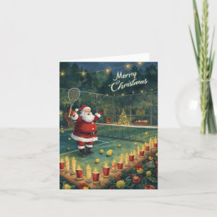Tennis  Merry Christmas  Santa Claus in the court Holiday Card