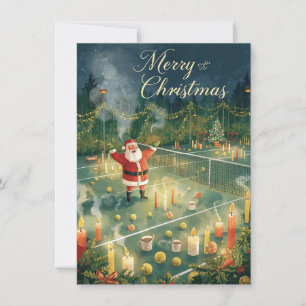 Tennis  Merry Christmas  Santa Claus in the court Holiday Card