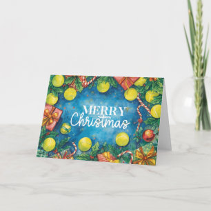 Tennis Merry Christmas  tennis ball on the court Holiday Card