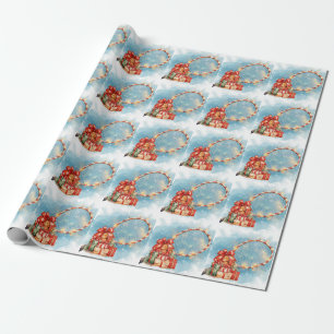 Tennis Merry Christmas tennisracket on the court Wrapping Paper