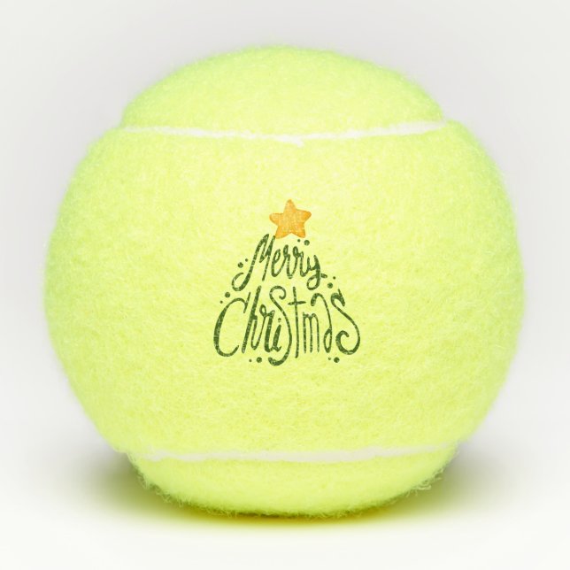 Tennis Merry Christmas Tree Tennis Balls (Front)