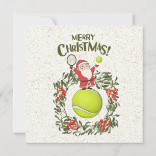 Tennis  Merry Christmas with Santa Claus  Holiday Card