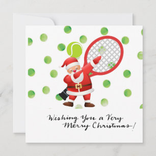 Tennis Merry Christmas with Santa Claus Holiday Card