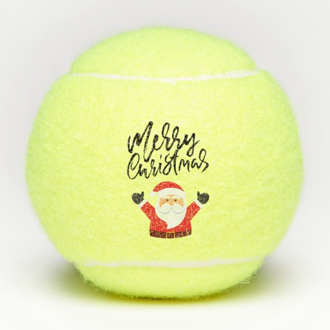 Tennis Merry Christmas with Santa Claus on the top Tennis Balls (Front)