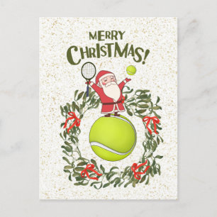 Tennis  Merry Christmas with Santa Claus   Postcard