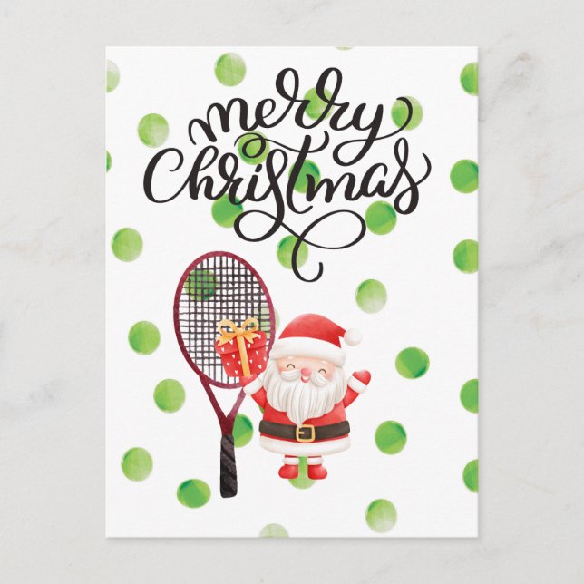 Tennis  Merry Christmas with Santa Claus   Postcard (Front)
