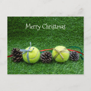 Tennis Merry Christmas with tennis ball Postcard
