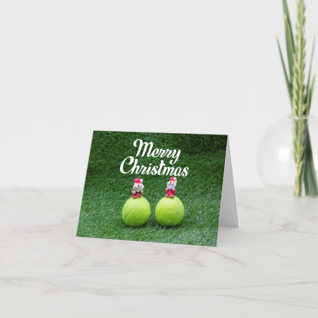 Tennis Merry Christmas with tennis ball  Santa   Card (Front)