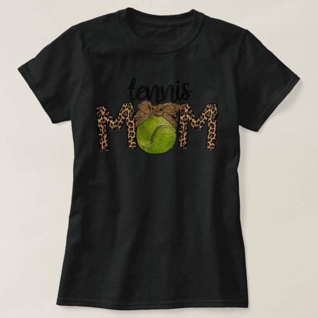 Tennis Mom Tennis Leopard Headband Sport Mom T-Shirt (Design Front)