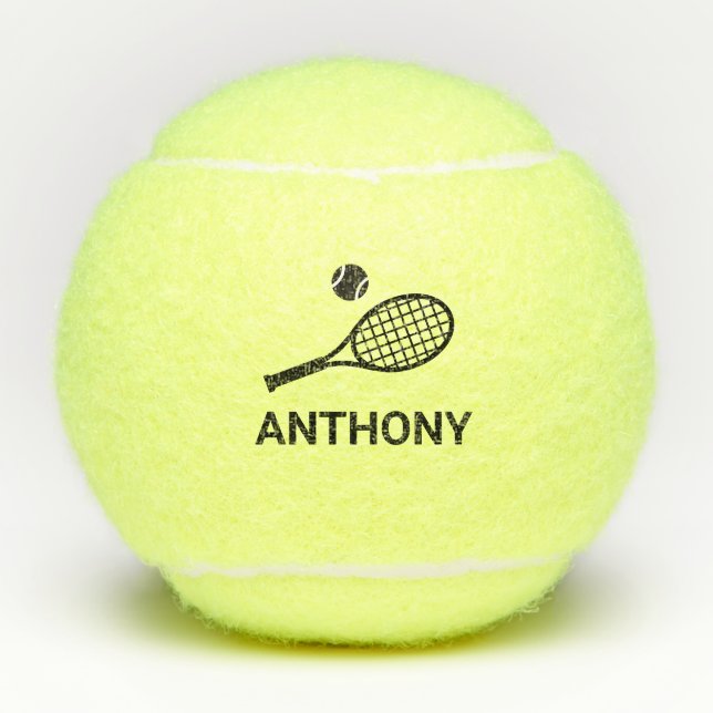 Tennis Monogram Name Simple Personalised Tennis Balls (Front)