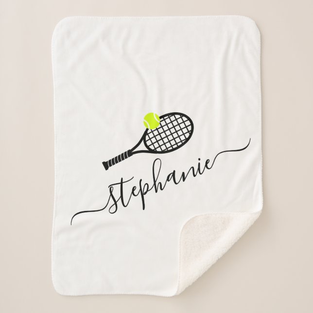 Tennis Monogram Personalised Name Sherpa Blanket (Front)