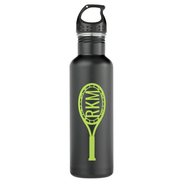 Tennis Monogram Yellow Black Personalised 710 Ml Water Bottle (Front)