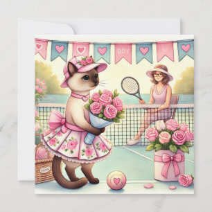 Tennis Mother's Day for Cat Lovers Holiday Card