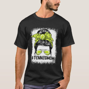 Tennis Mum Glasses Messy Bun Women Cute Mother s D T-Shirt