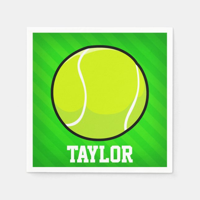 Tennis; Neon Green Stripes Napkin (Front)