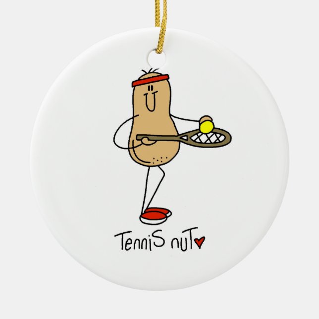 Tennis Nut T-shirts and GIfts Ceramic Tree Decoration (Front)