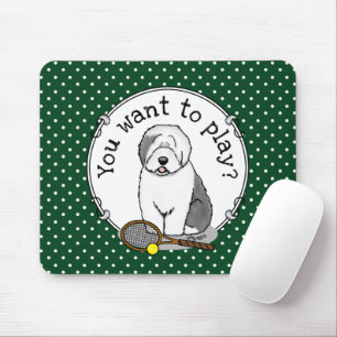Tennis Old English Sheepdog (Grey 1) Dog Cute Mouse Mat