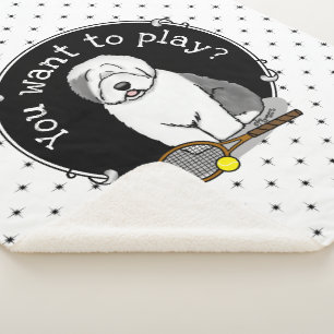 Tennis Old English Sheepdog (Grey 1) Dog Cute Sherpa Blanket