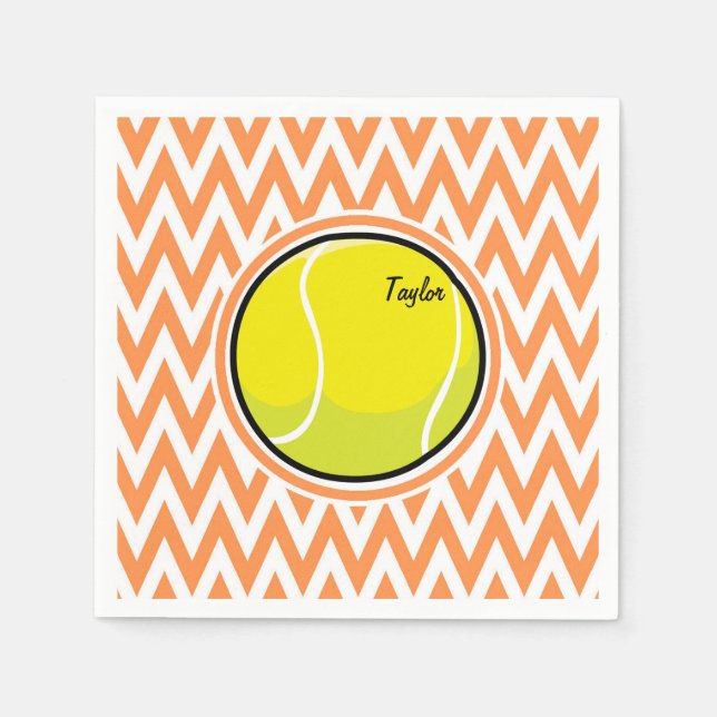 Tennis; Orange and White Chevron Napkin (Front)