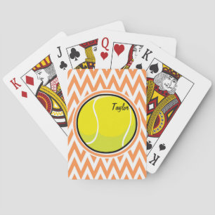 Tennis; Orange and White Chevron Playing Cards