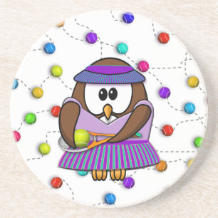 tennis owl - girl coaster