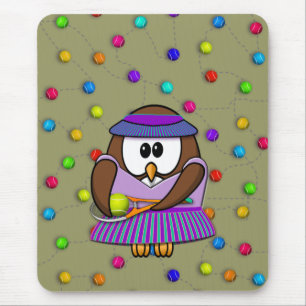 tennis owl - girl mouse mat