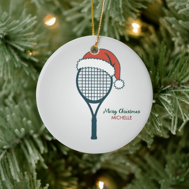 Tennis Paddle with Santa Hat Custom Christmas      Ceramic Tree Decoration (Tree)